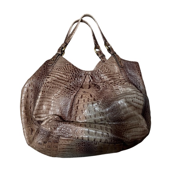 Brahmin Anne Mocha Melbourne Leather Roomy Tote w/ Three Interior Pockets
